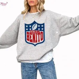 [Sale Up To 50%] Team Benito Sweatshirt – Retro Football Shield Graphic Crewneck Pullover