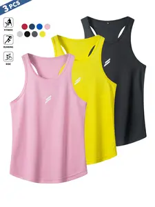 1/3-piece set Men's Summer Casual Sports Tops, Sleeveless Muscle Fit Tank Top with Reflective Logo, Cool Breathable Quick-Dry Gym Shirt, Breathable Vest, Sport Vests