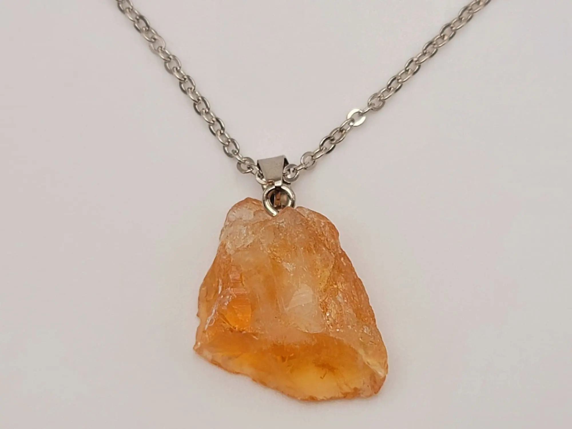 Citrine Necklace 18 inches Silver tone, Daily necklace Gift for her Citrine