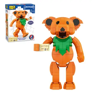 Brickcraft Grateful Dead Ashbury Orange Dancing Bear Building Set, 387-Piece Posable Display Model for Adults & Teens 8+