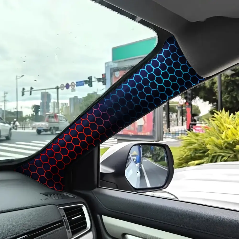 Jdm Car Interior a Pillar Modification Upgrade, Colorful Dual-Color Honeycomb Pattern Self-Adhesive Elastic Patch, Universal Fit, Car Accessories, Decal for Cars