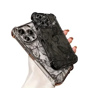 Phone Case Suitable For IPhone 16/15/14/13/12/11 pro max Case Butterfly New IPhone X/XS/XSMAX Transparent Four Corner Airbag Anti Drop Electroplating All Inclusive Silicone Simple Phone Cases for Men And Women