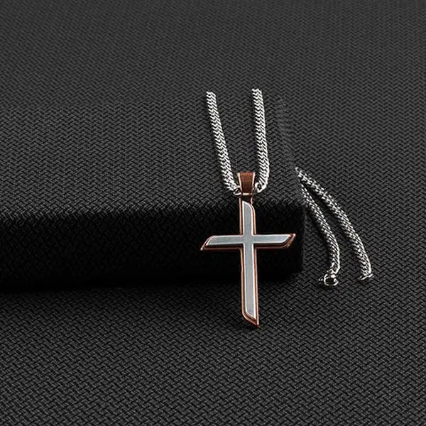 Twister Men's Two Toned Cross Necklace 32158