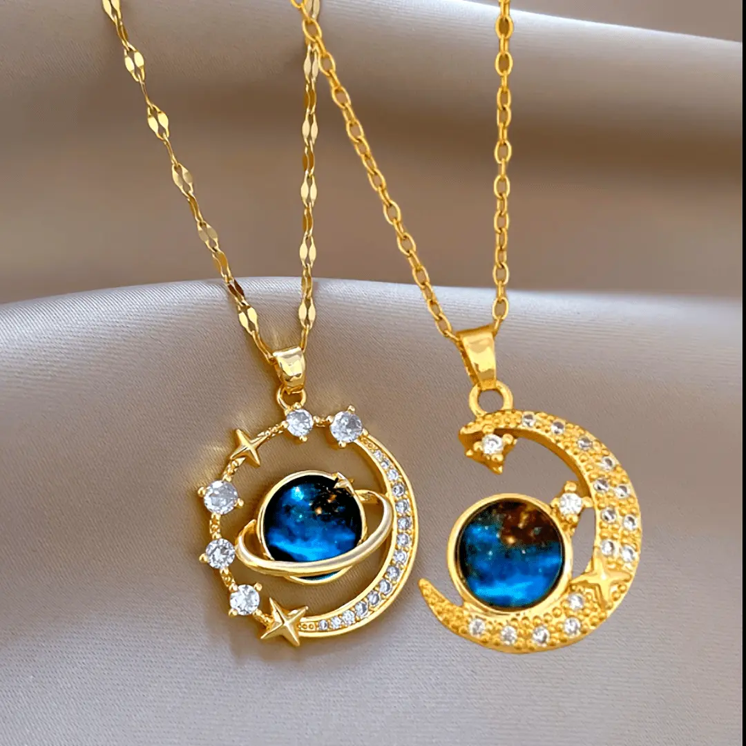 Adjustable Unisex Moonstone Pendant Necklace - Unique Design Solstice Gemstone Jewelry, Stylish Couple Accessory, Ideal Gift for Daily & Party Wear, Solstice Gemstone Necklace, Matching Necklace, Circular Emblem Necklaces