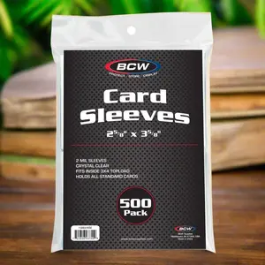 BCW 500 Pack of 2.58 x 3.58 Inch Crystal Clear Card Sleeves - 2 Mil Protection for Collectible Trading Cards