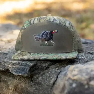 Embroidered Turkey Hunting Trucker Hat, Greenleaf Bottomland Camo 7 Panel Snapback Cap, Outdoor Hunting Gift for Hunters