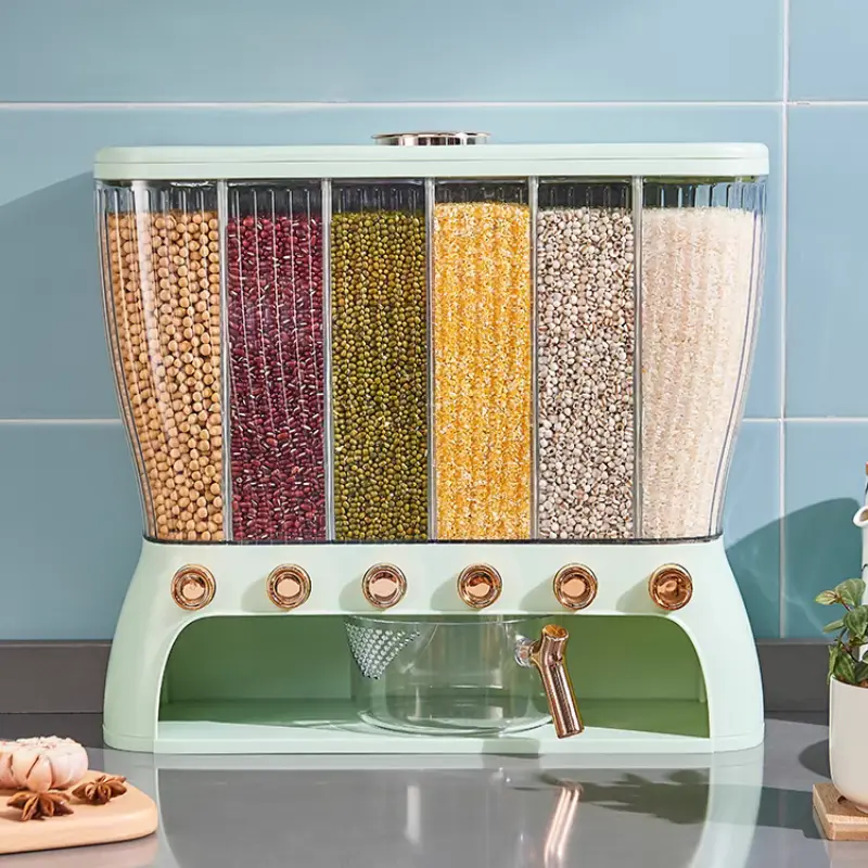CNCEST Heavy-Duty Airtight Food Storage Container - 10kg Large-Capacity Rice Flour Sugar Dispenser Bin with Silicone Lid, Rice Hopper, Transparent Body, Self-Dispensing, Portion Control, Food-Safe Heavy Duty Containers for Pantry Organization, Leak-Preven