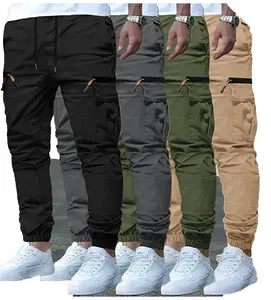 Men’s casual solid-color cargo pants — casual shorts with suspenders — multi-pocket design, front drawstring, outdoor cargo pants, running shorts, casual shorts with suspenders and pockets, non-stretch solid color, regular fit, all-season cargo pants