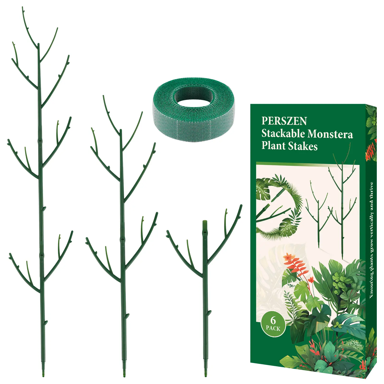 PERSZEN Stackable Monstera Plant Support, Plant Stakes for Indoor and Outdoor Plants Use, Garden Stakes for Climbing and Potted Plants, Pothos, Philodendron (6PCS/15PCS)