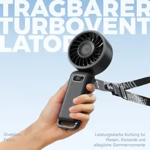 Diveblues 5-in-1 Handheld Turbo Cooling Fan 100-Speed Wind Battery Operated Portable Type-C for Outdoor Activities Travel & Gifts with Air Turbo Tech Cooling Fan