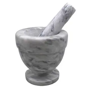4" White Marble Mortar and Pestle Set — Herb Grinding for Kitchen &amp; Ritual