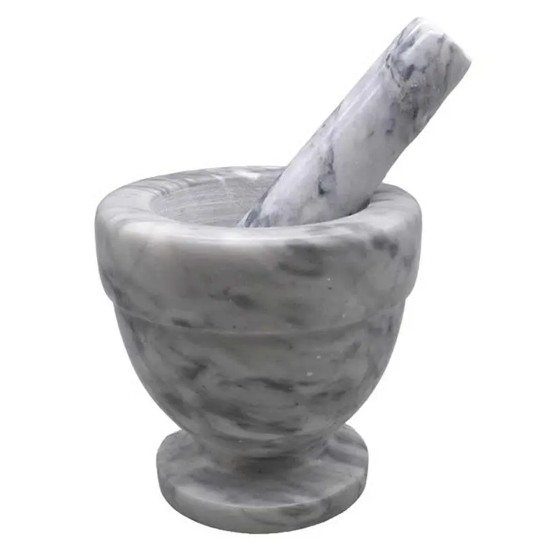 4" White Marble Mortar and Pestle Set — Herb Grinding for Kitchen &amp; Ritual