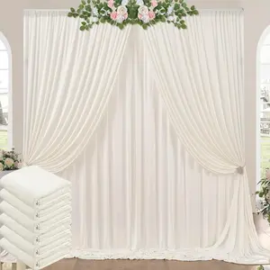 30ft x 10ft Wrinkle Free Ivory Backdrop Curtains for Parties, 6 Panels 5x10ft Photo Backdrop Drapes for Wedding Birthday Photography Background Baby Shower