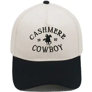 American Retro Cashmere Cowboy 1997 Trucker Hat, Western Cowboy Print, Black & White Color Block, Versatile Casual Baseball Cap
