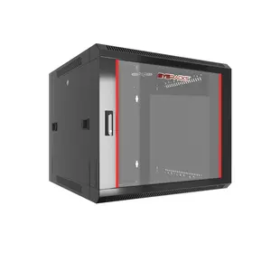 SYSRACKS JMY 9U Wall Mount Server Rack Cabinet with Chrome-Looking Design for Electronics, Audio, Video, and Data Racks, 24-Inch Depth, Multifunctional Power Strip with Surge Protection