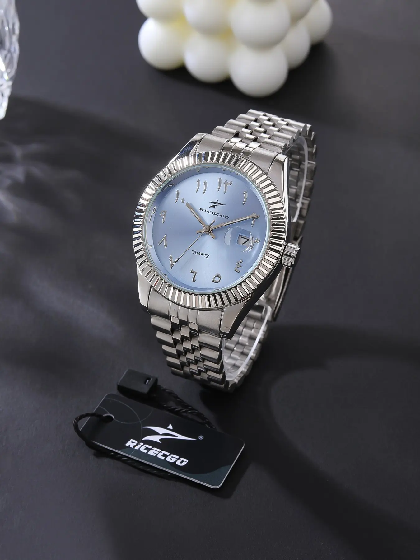 1pc Men's Analog Quartz Wristwatch, Arabic Numerals, Durable Stainless Steel Bracelet, Stylish and Versatile Accessory, Date Function, Suitable for Any Occasion, with Box, Analog Watches!
