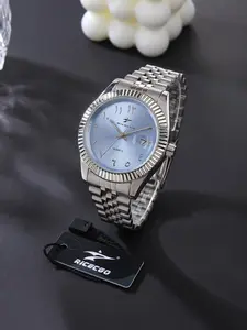 1pc Men's Analog Quartz Wristwatch, Arabic Numerals, Durable Stainless Steel Bracelet, Stylish and Versatile Accessory, Date Function, Suitable for Any Occasion, with Box, Analog Watches!