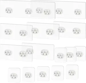 15 Pack Shower Caddy Adhesive Replacement - Strong No Drilling Shower Shelf Adhesive Hooks for Bathroom Storage Shelves & Kitchen Racks, 3 Sizes Included