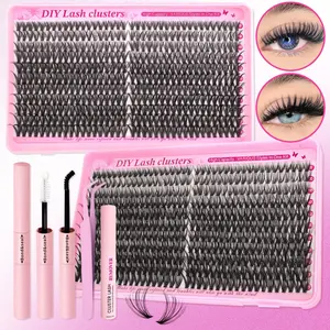 Individual False Eyelashes Kit, 1 Box Mixed Length D Curl with Lash Bond and Seal, Remover & Tweezers, Natural, Dense, Fluffy Eye Makeup Accessories, False Eyelashes Extensions for Women