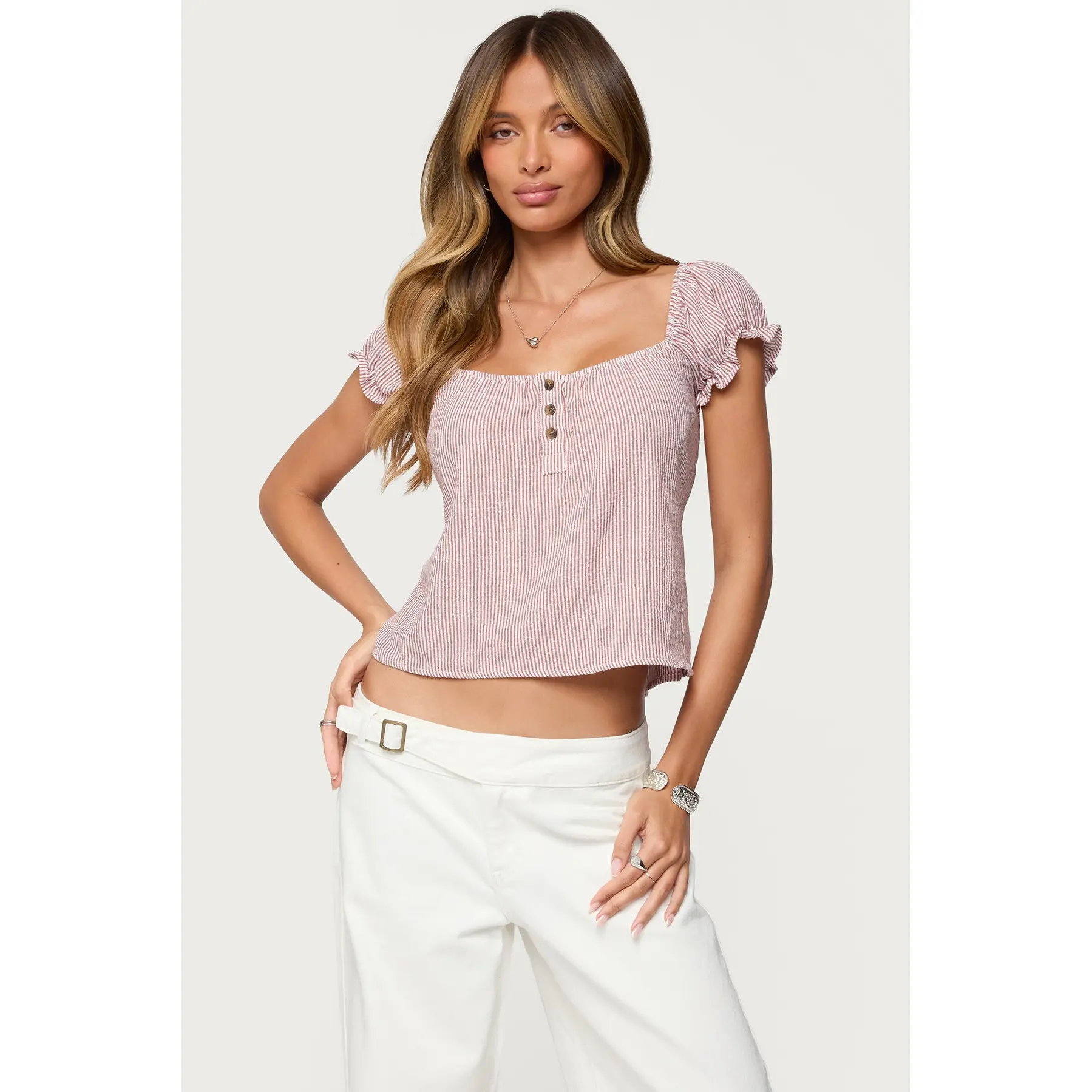 Rhory Pinstripe Babydoll Top