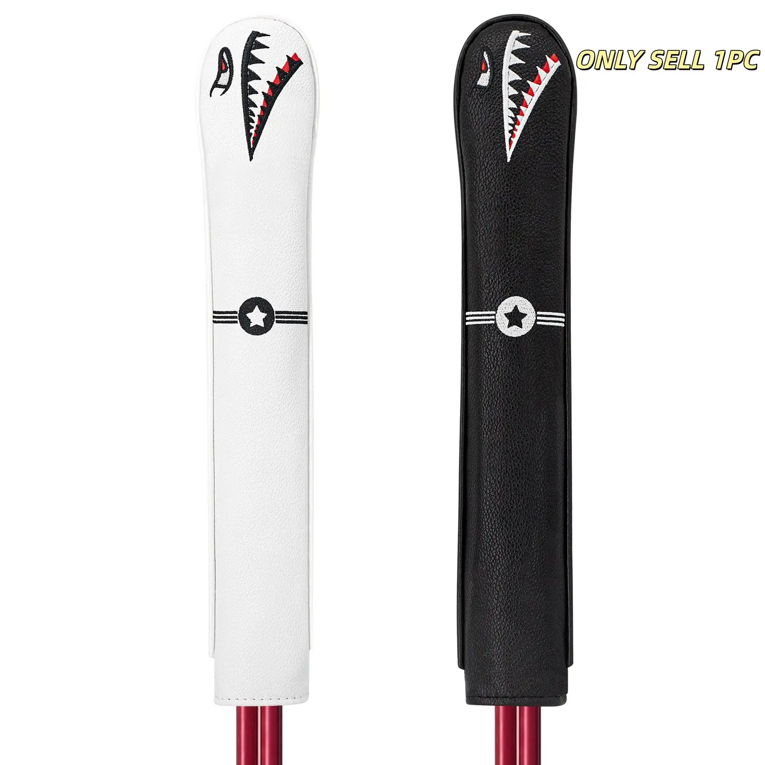 Golf Alignment Stick Cover with Buffer Lining, Shark Mouth Pattern, Durable Protector, Fashionable Accessory, Golf Accessories, Perfect Gift for Golfers, Golf Equipment