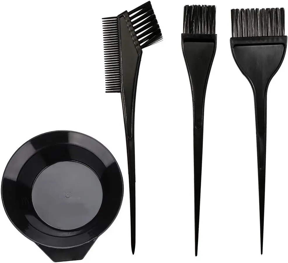 Black Hair Dye Mixing Bowl and Brush Kit - Tint Comb, Coloring Applicator Tool for Beauty & Personal Care Hair Styling Accessory