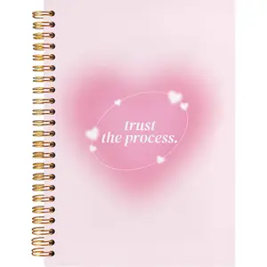 BearCake Pink Notebook,Preppy Notebook,Preppy Composition Notebook,Y2K Notebook Journal,Trust the Process,Pink Aesthetic Spiral Notebook,Hardcover 5.5x8.3