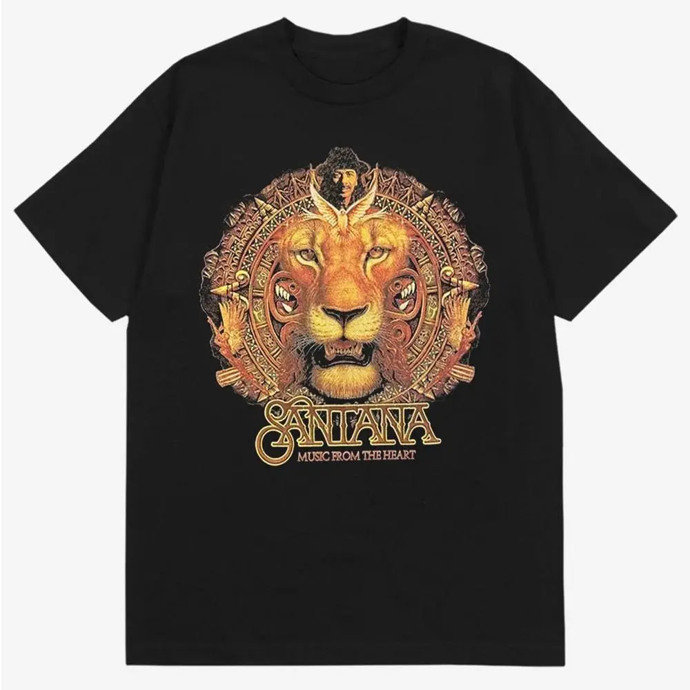 Men's Santana Lionhead T-Shirt Small Streetwear Tee for Fan T-Shirt