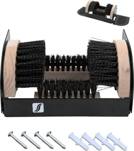 Boot Brush and Scraper Combo - 4-Way Boot Cleaner Brush Outdoor Heavy Duty, Dual Anti-Slip Base with  Storage - Mud, Snow, Boot Scraper for , Farm, Garden - Includes Screws