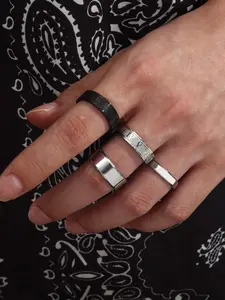Couple Roman Letter Pattern Stainless Steel Ring Set, Double Finger Ring, Stackable Ring, Matching Rings, Stacking Rings, Fashion Accessories for Men & Women for Party, Daily Decor, Jewelry for Birthday Gift, Valentine's Day, Trendy Jewellery Accessories