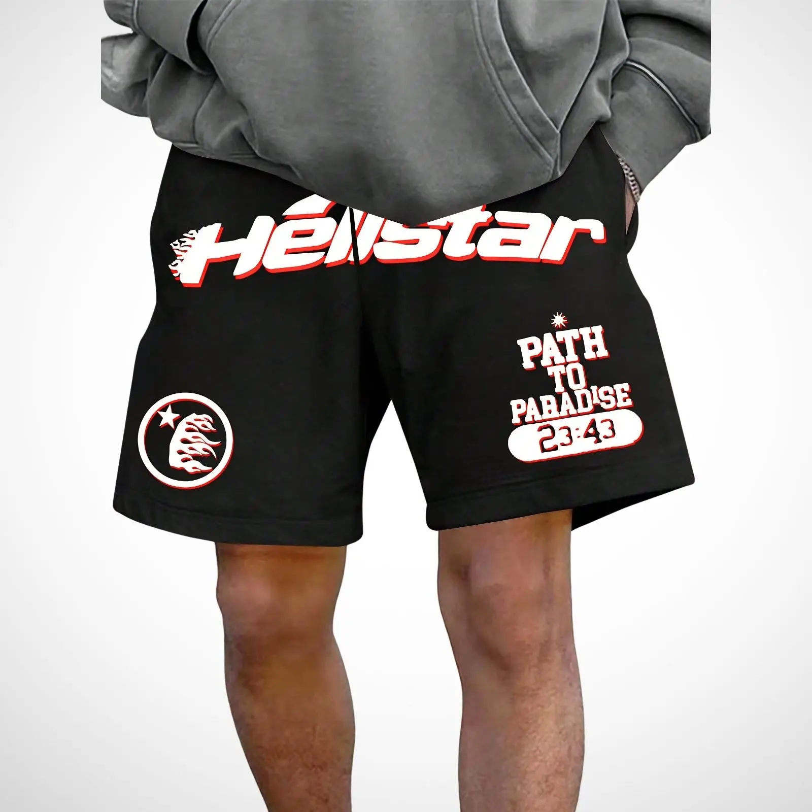 Men’s Graphic Text Print Patterned Textured High Street Shorts - Drawstring Waist, Loose Casual Sports Beach Shorts, Graphic Text Print Men's Shorts, Patterned Textured Men's Shorts