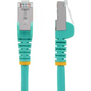 StarTech.com 10ft CAT6a Ethernet Cable, Aqua Low Smoke Zero Halogen (LSZH) 10 GbE 100W PoE S/FTP Snagless RJ-45 Network Patch Cord