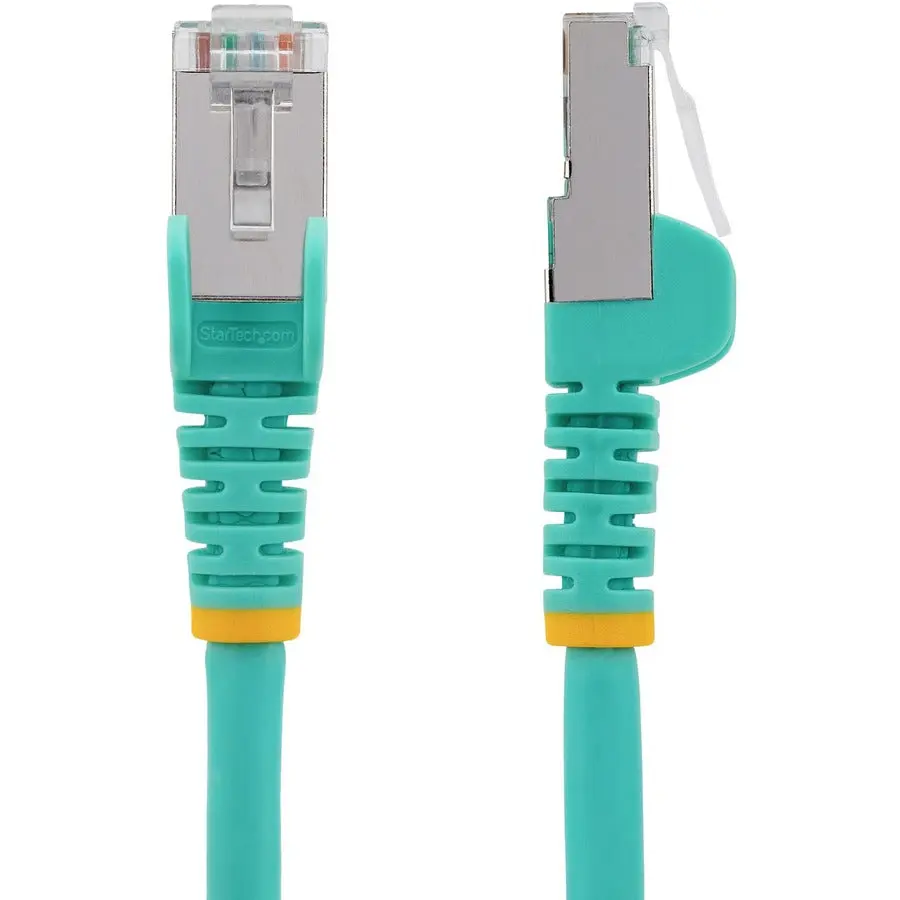 StarTech.com 10ft CAT6a Ethernet Cable, Aqua Low Smoke Zero Halogen (LSZH) 10 GbE 100W PoE S/FTP Snagless RJ-45 Network Patch Cord