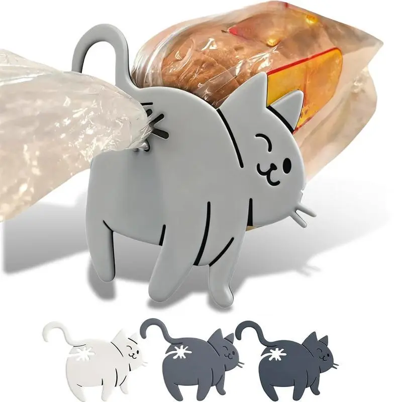 3D Printed Animal Cat Butt Bread Clips (3pcs) - Plastic Bread Bag Holder, Lightweight Kitchen Accessory, Funky Specialty Kitchen Gadget, Pantry Storage Tool, Home Decor Gift