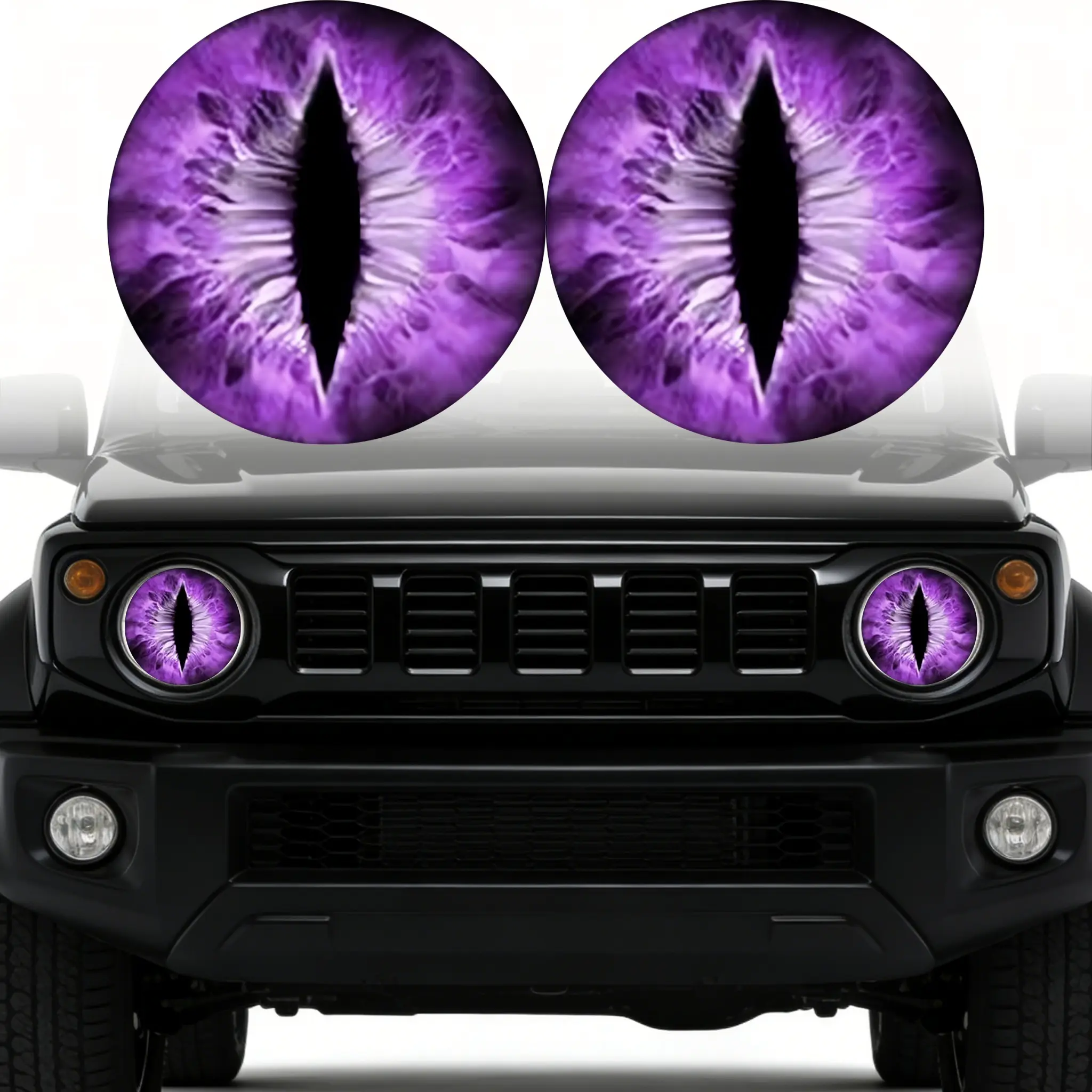 2PCS beast eyes headlight decals, 3D stereo round eye decal stickers, waterproof car headlight accessories, custom exterior decoration compatible with Jeep Wrangler