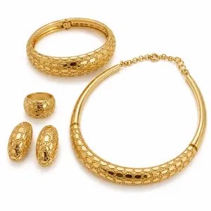 Luxury 18k Gold Plated Jewelry Set,Necklace,Bracelet,Ring&Earninga.