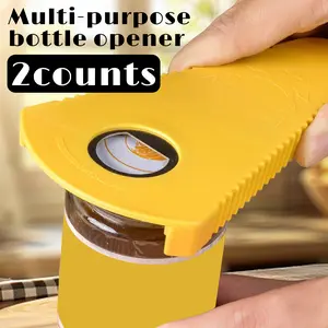 2 Counts Jar and Bottle Opener,Lightweight Construction,Corrosion Resistant,Multi-Size Cap Opener, Senior Friendly Tool,Kitchen Essential Helper,yellow