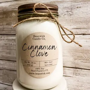 CINNAMON CLOVE Soy Candle in Mason Jar Unique Gift