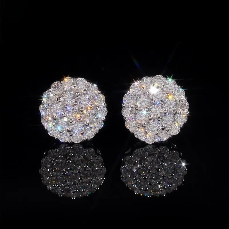 new with D-color round  earrings, classic European and American earrings for men and women