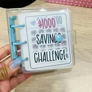 1000 Dollar Savings Challenge Binder, Money Saving Binder, Fashion Mini Portable Budget Binder with Envelope, Spring Edition, Savings Challenge Planner
