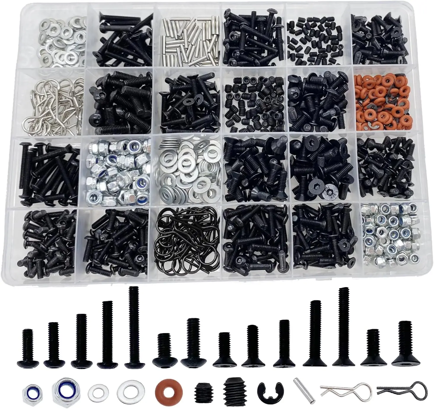 1000 count RC Screw Kit,RC Screws for Traxxas Arrma Axial Redcat HPS SCX10 1/8 1/10 1/12 1/16 Scale RC   Crawler, Screws Assortment Set, Hardware Fasteners (1000pcs RC Screw Kit)Quesear