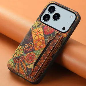 Luxury Faux Leather Smooth Surface Flower Phone Case Card Holder Stand For iPhone 17 Pro Max 16 Plus 15 14 13 12 For Unisex Relatives Friends And Elders Holiday Gift