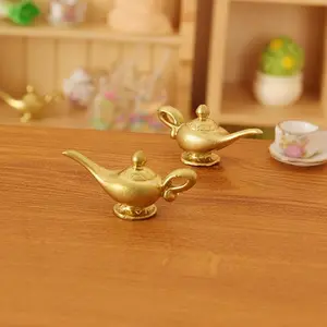 2pcs Dollhouse Accessories Mini Golden Teapot Decoration