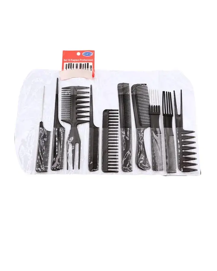 Professional Stylist Comb Set – 10 Black Combs for Salon & Barber Use