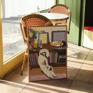 Cat Pattern Unframed Painting, Modern Artistic Canvas Wall Art, Wall Decor for Home Living Room Bedroom Study Room, Home Decor