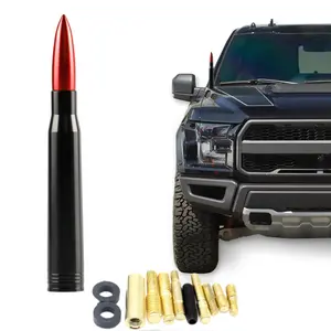 Universal Bullet Antenna, Truck Antenna Replacement, Compatible with Ford, Dodge, Chevrolet, GMC, Jeep, Toyota, Red, Car Accessories