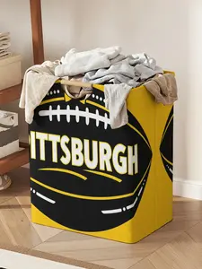 Pittsburgh Steelers Pattern Printed Open Storage Bin, Foldable Laundry Basket Storage Bag with Handles, Household Foldable Laundry Hamper for Bathroom and Dirty Clothes Storage