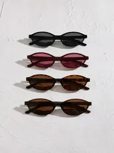 4 Pairs Women's Oval Small Frame Sunglasses, Trendy Sunglasses, All Seasons, Ideal for Outdoor Activities, Dates, Parties, Beach, Fashionable and Stylish