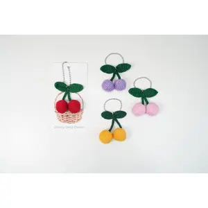 Crochet Cherry Charm – Handmade Fruit Decoration – Cute Amigurumi Accessory for Journals, Planners, Pouches & Gift Ideas