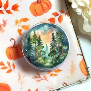 Watercolor Pine Forest Phone Grip, Nature Landscape Phone Holder, Aesthetic Tree Pop Socket, Minimalist Outdoor Phone Stand for Phone & Kindle Gift